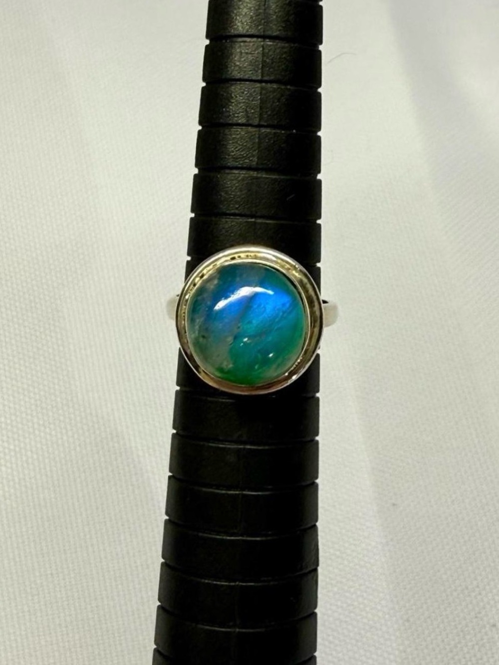 Sterling Silver Blue-Green Moonstone Ring - Women Jewelry - Picture 7 of 8